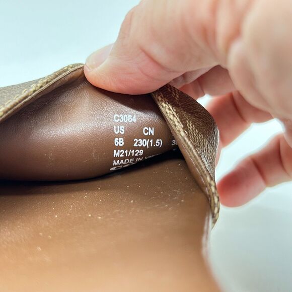 Coach Tallulah Brown Signature Print Platform Ankle Strap Sandals Size 6B - Picture 8 of 14